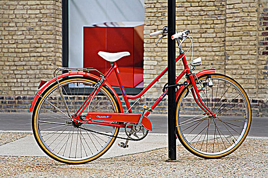 红色,自行车,街道,港口,法国