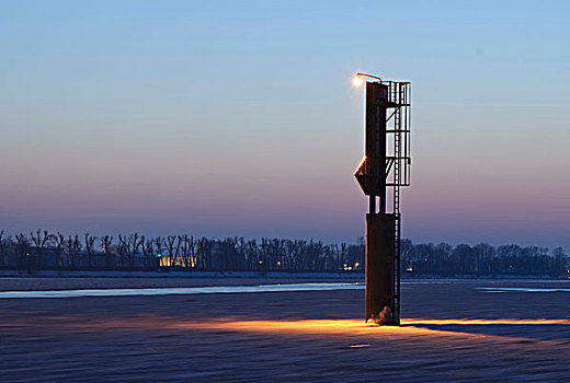 光亮,灯塔,冬天,河,靠近,汉堡市,德国,欧洲
