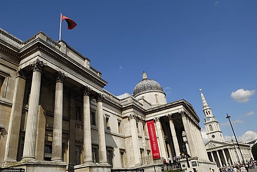 英格兰,伦敦,特拉法尔加广场,国家美术馆,背景