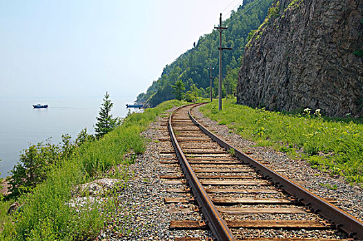 铁路,贝加尔湖,伊尔库茨克,区域,西伯利亚,俄罗斯联邦,欧亚大陆