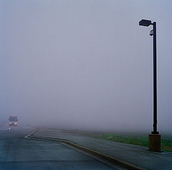 道路,雾