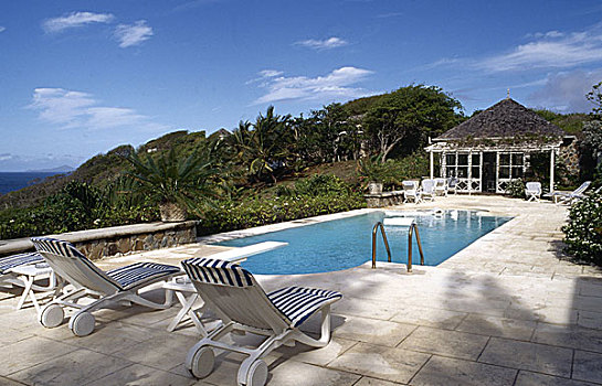 太阳椅,户外泳池,砖瓦,内庭,避暑别墅,热带,植被