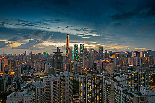 中国广东深圳福田中心区都市夜景