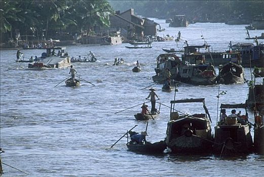 越南,湄公河三角洲,水上市场