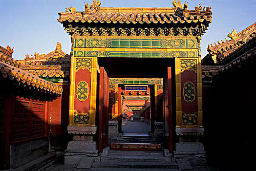 故宮,日落,北京,中國