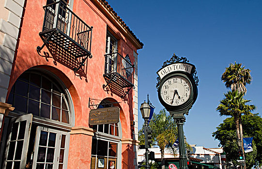 圣芭芭拉,加利福尼亚,美国,著名,老,钟表,木板路