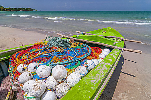 彩色,渔船,海滩,荷兰,湾,斯里兰卡