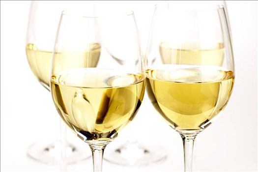四个,玻璃杯,白葡萄酒