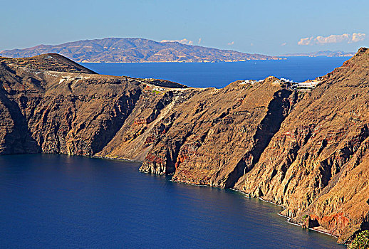 悬崖,海岸,岛屿,伊莫洛维里,圣特林,锡拉岛,基克拉迪群岛,爱琴海岛屿,爱琴海,希腊