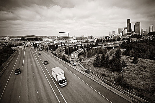 公路,交通,西雅图,市区,建筑