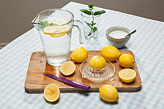 柠檬,榨汁器,水