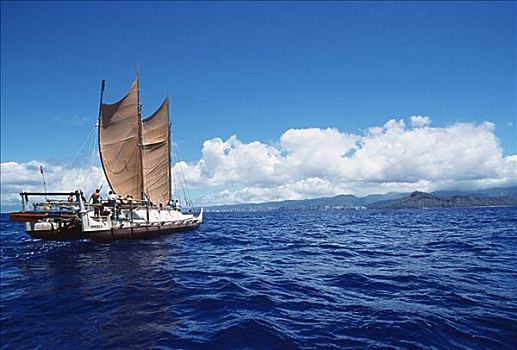 夏威夷,瓦胡岛,航行,独木舟,海上,商业,使用