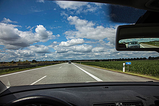 驾驶,高速公路,靠近,梅克伦堡前波莫瑞州,德国,欧洲