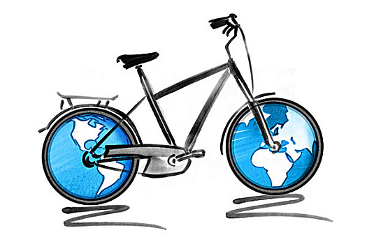 自行车,地球,轮子