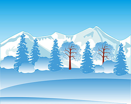 冬季风景,山,木头