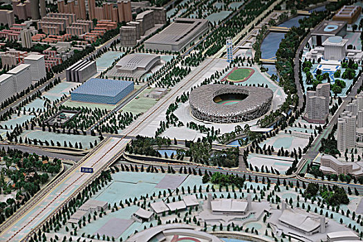 北京市规划展览馆沙盘奥运村鸟瞰图