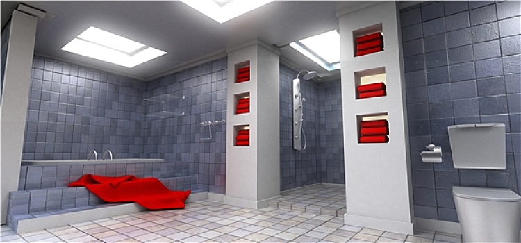 灰色,浴室,红色,毛巾