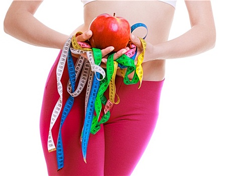 运动,健身,女人,测量,磁带,水果,时间,节食,塑身