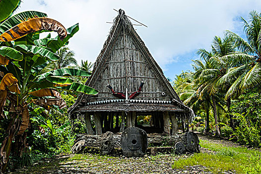 传统,房子,石头,钱,正面,雅浦岛,岛屿,密克罗尼西亚,大洋洲