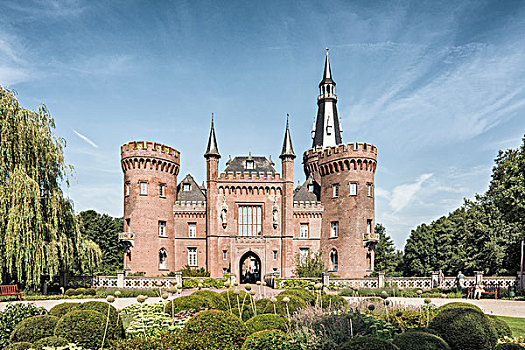 城堡,护城河,现代艺术博物馆,靠近,北莱茵威斯特伐利亚,德国,欧洲