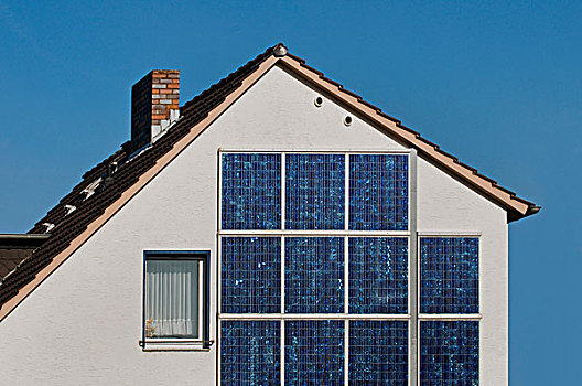 家,太阳能电池板,南方,墙壁,能量