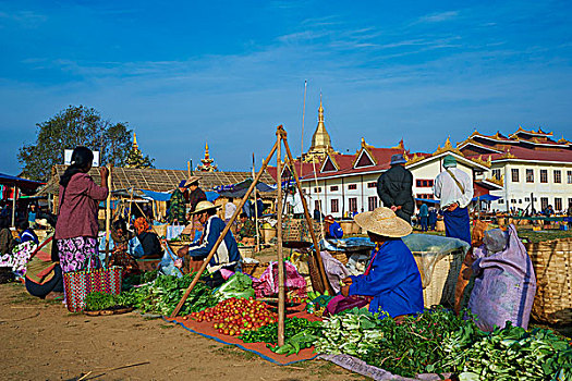 市场货摊,缅甸,亚洲