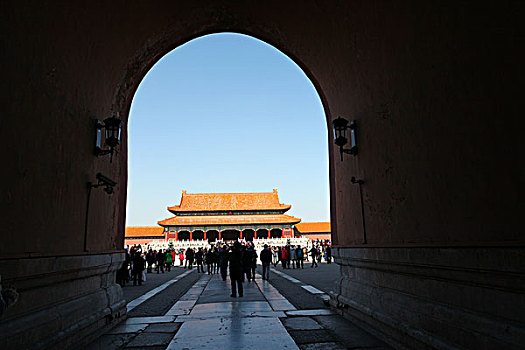 太和门,故宫,中国,北京,天安门广场,五星红旗,华表,全景,地标,传统,蓝天