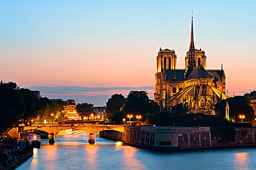巴黎,黄昏,上方,塞纳河,著名,城市,地标