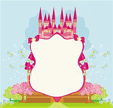 漂亮,童话,粉色,城堡,框