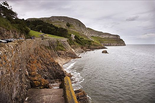 悬崖,海洋,西北地区,威尔士