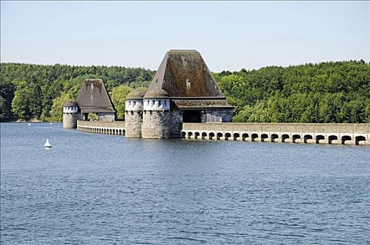 坝,湖,水库,北莱茵威斯特伐利亚,德国,欧洲