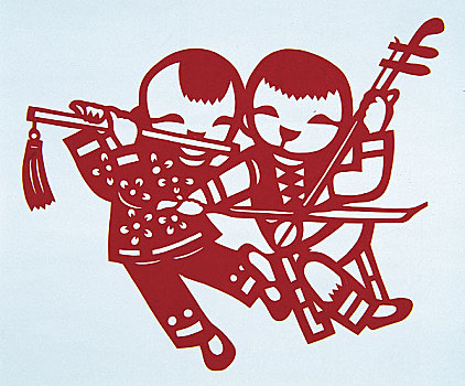 剪纸－儿童演奏民族乐器