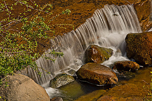 小,瀑布,滑动,石头,州立公园,塞多纳,亚利桑那,美国