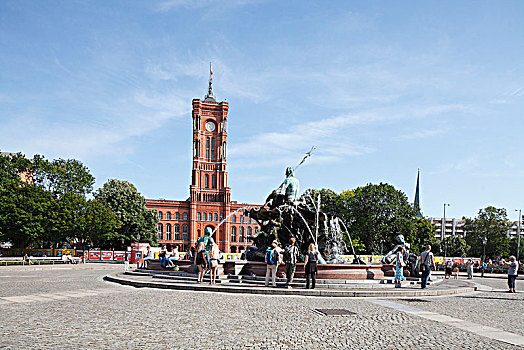 海王星喷泉,市政厅,柏林,德国,欧洲