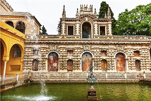 水银,赫耳墨斯,喷泉,雕塑,图案,亭子,花园,城堡,皇宫,塞维利亚,西班牙