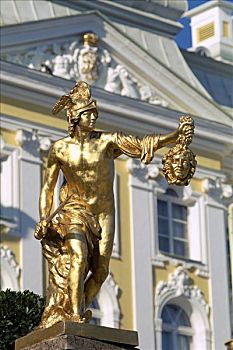 彼得宫,宫殿,镀金,青铜,雕塑,彼得斯堡,俄罗斯