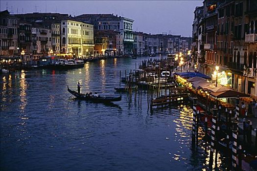 大运河,黄昏,威尼斯,意大利
