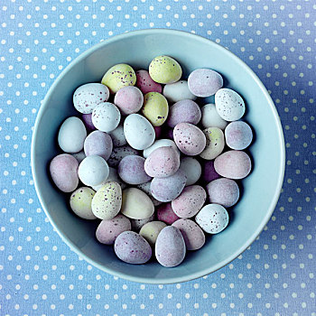 巧克力,迷你,鸡蛋,蓝色,碗