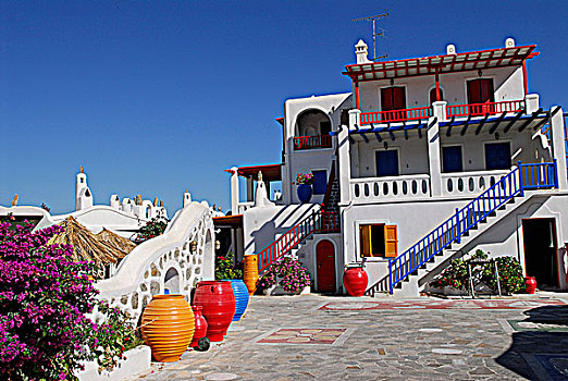 希腊,基克拉迪群岛,米克诺斯岛,彩色,房子