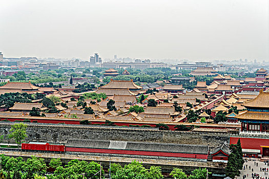 北京景山公园故宫全景