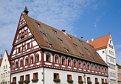半木结构,建筑,中世纪,城镇,巴伐利亚,德国,欧洲