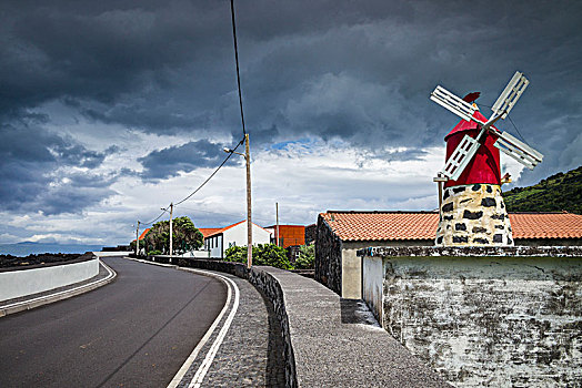 葡萄牙,亚速尔群岛,皮库岛,装饰,传统风车