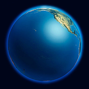 地球,展示,太平洋,海洋,局部,北美,大陆,插画