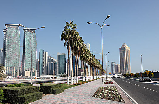 小路,多哈,市区,卡塔尔,中东