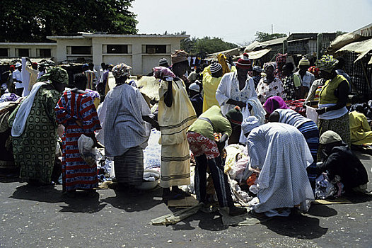 冈比亚,班珠尔,市场一景