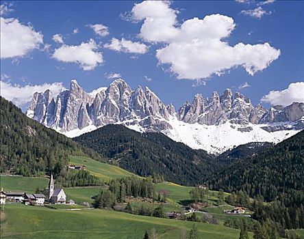 教堂,白云岩,山峦,特兰迪诺,意大利