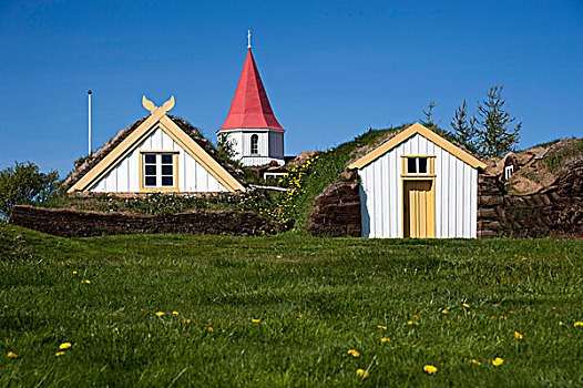 教堂,草皮,农舍,博物馆,半岛,西北地区,冰岛,欧洲