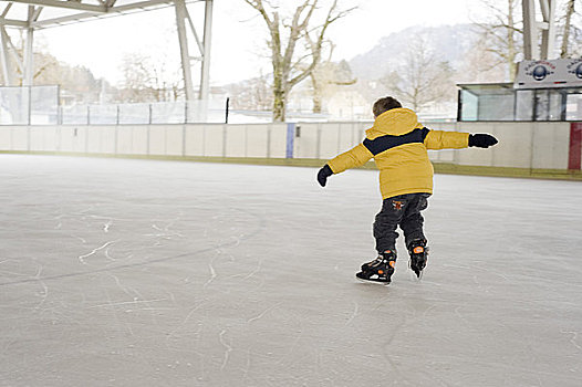 男孩,滑冰,萨尔茨堡,奥地利
