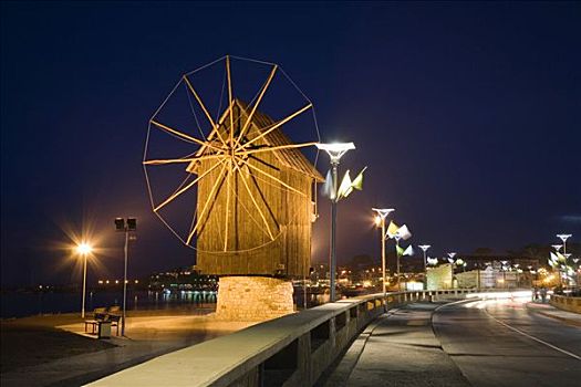 风车,内塞巴尔,黑海,保加利亚