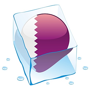 卡塔尔,旗帜,冰冻,冰块